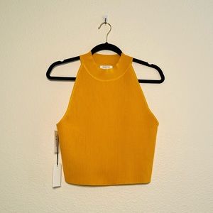 Aritzia Babaton Sculpt Knit Halter in Sumac Yellow